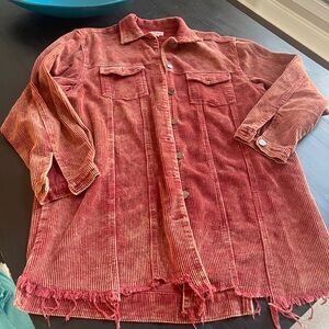 POL Women's Corduroy Jacket in Rust Red